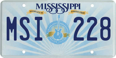 MS license plate MSI228