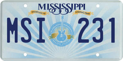 MS license plate MSI231