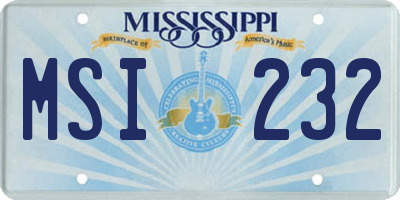 MS license plate MSI232