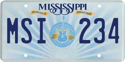 MS license plate MSI234