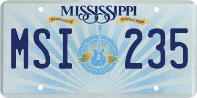 MS license plate MSI235