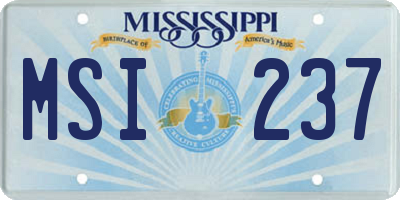 MS license plate MSI237