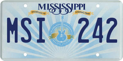 MS license plate MSI242