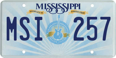 MS license plate MSI257