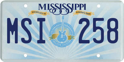 MS license plate MSI258