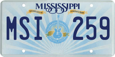 MS license plate MSI259
