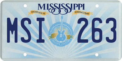 MS license plate MSI263