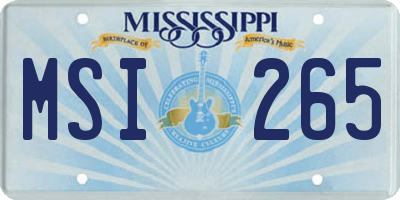 MS license plate MSI265
