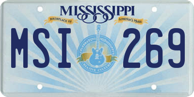 MS license plate MSI269