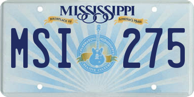 MS license plate MSI275