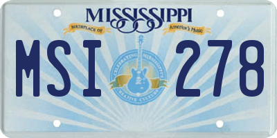 MS license plate MSI278
