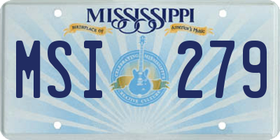 MS license plate MSI279