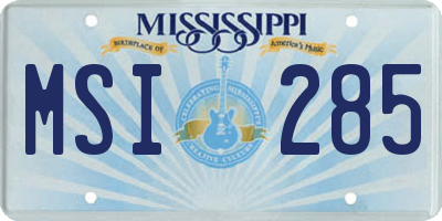 MS license plate MSI285