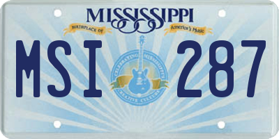MS license plate MSI287