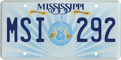MS license plate MSI292