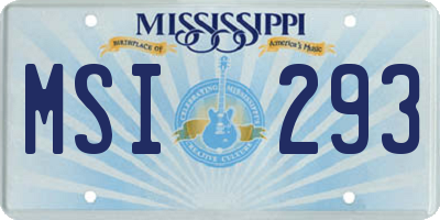 MS license plate MSI293