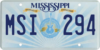 MS license plate MSI294