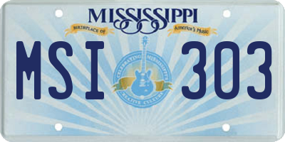 MS license plate MSI303