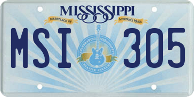 MS license plate MSI305