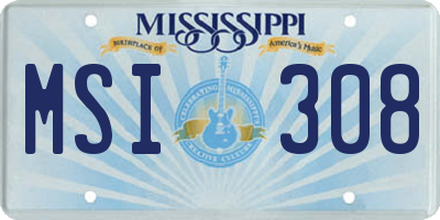 MS license plate MSI308
