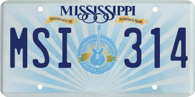 MS license plate MSI314