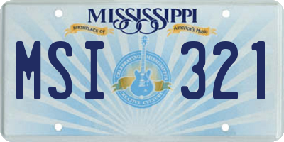 MS license plate MSI321