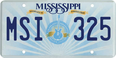 MS license plate MSI325