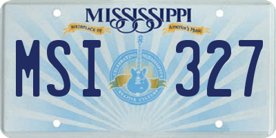 MS license plate MSI327