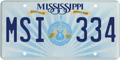 MS license plate MSI334