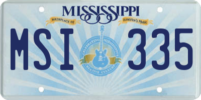 MS license plate MSI335