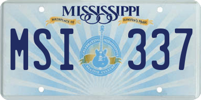 MS license plate MSI337