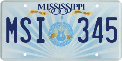 MS license plate MSI345
