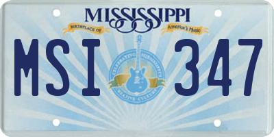 MS license plate MSI347