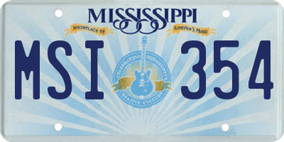 MS license plate MSI354