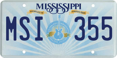 MS license plate MSI355