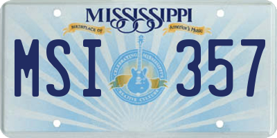 MS license plate MSI357