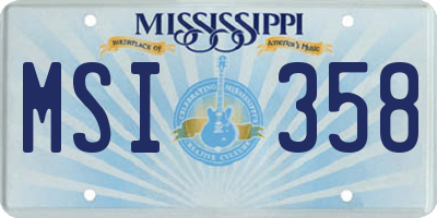 MS license plate MSI358