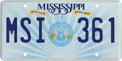 MS license plate MSI361