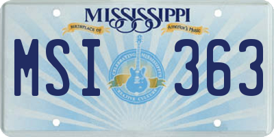MS license plate MSI363