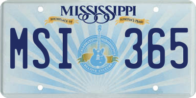MS license plate MSI365