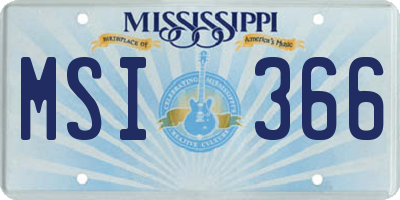 MS license plate MSI366