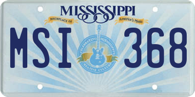 MS license plate MSI368