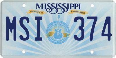 MS license plate MSI374