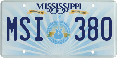 MS license plate MSI380