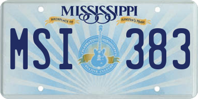 MS license plate MSI383