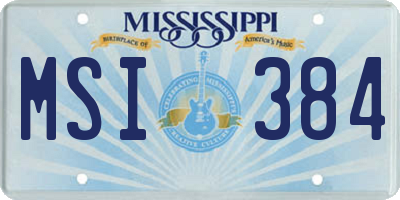 MS license plate MSI384