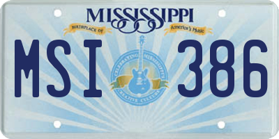 MS license plate MSI386