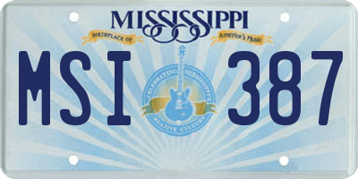 MS license plate MSI387