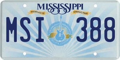 MS license plate MSI388