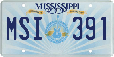 MS license plate MSI391